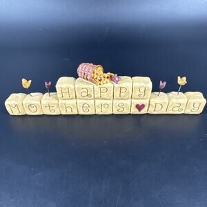 Blossom Bucket Word Blocks Happy Mother's Day Sign Figurine Suzi Skoglund 2008